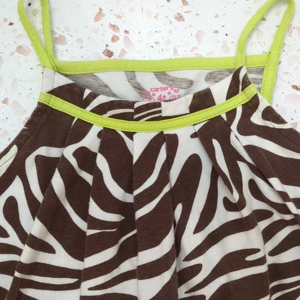 Carter's | Chocolate Brown Animal Print Camisole Narrow Kiwi Straps | 4T